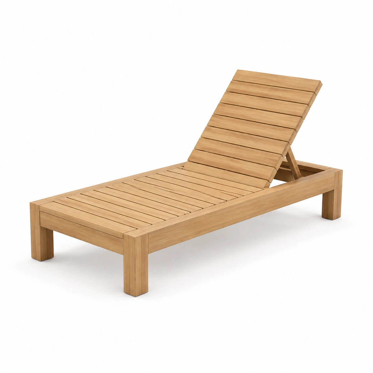 Sonnenliege aus Naturholz 200 × 70 × 35 cm mit verstellbarer Rückenlehne, Natur