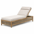 Gartenliege aus Holz und Seilgeflecht, Beige/Naturholz, 200 × 75 × 85 cm, mit verstellbarer Rückenlehne