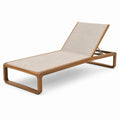 Sonnenliege aus Holz und Textil, 200 × 70 × 35 cm, Braun/Beige, mit verstellbarer Rückenlehne