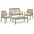4-teiliges Gartenlounge-Set in Olivgrün und Beige mit Seilgeflecht, Bank 120 × 70 × 78 cm, Sessel 65 × 70 × 78 cm, Tisch 100 × 60 × 45 cm