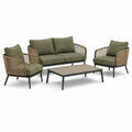 4-teiliges Garten-Loungeset in Olivgrün, Beige und Schwarz mit 2-Sitzer, 2 Sesseln und Couchtisch – Sofa 160 × 75 × 78 cm