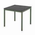Quadratischer Aluminium-Gartentisch 90 × 90 × 75 cm Grün/Anthrazit mit Lamellenplatte