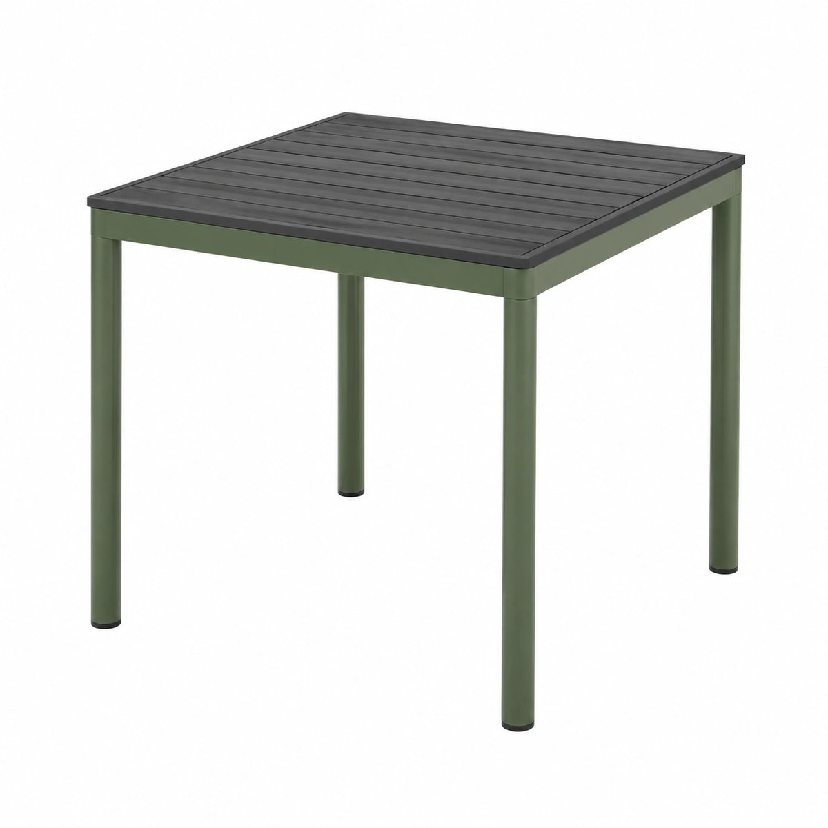 Quadratischer Aluminium-Gartentisch 90 × 90 × 75 cm Grün/Anthrazit mit Lamellenplatte