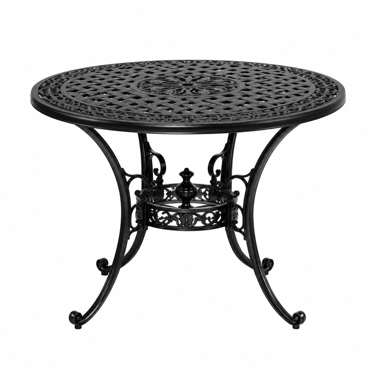 Runder Metalltisch Schwarz Ø 100 x 73 cm mit floralen Ornamenten