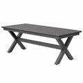 Gartentisch aus Metall in Anthrazit, 200 × 90 × 75 cm, mit X-Gestell