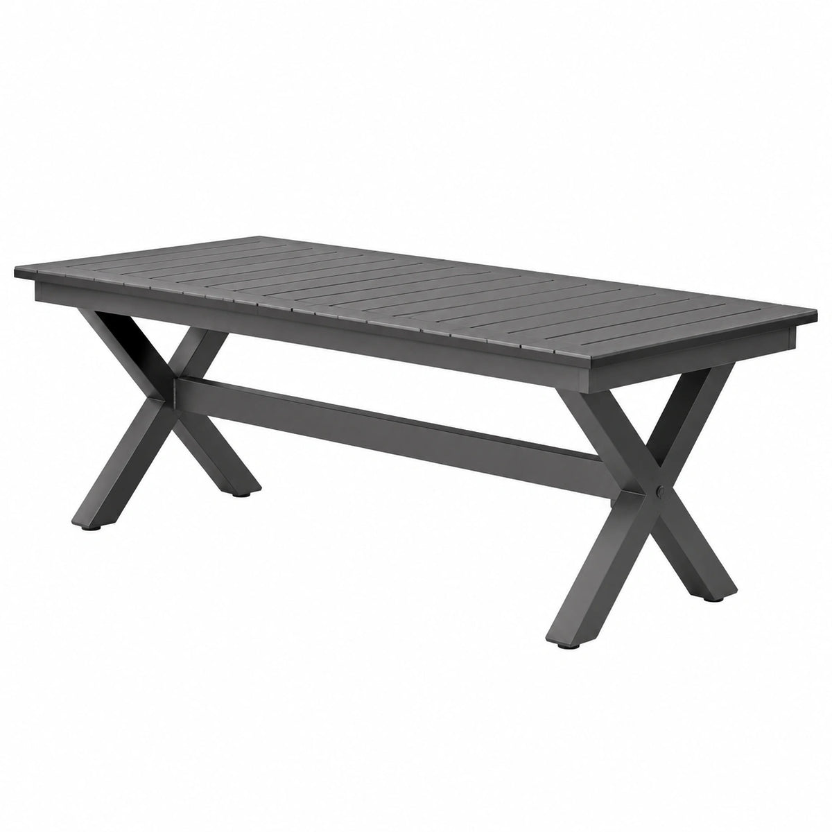 Gartentisch aus Metall in Anthrazit, 200 × 90 × 75 cm, mit X-Gestell