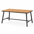 Gartentisch 180 x 90 x 75 cm mit Holzlattenplatte und Metallgestell, Natur/Schwarz