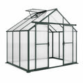 Aluminium-Gewächshaus 190 × 190 × 195 cm in Dunkelgrün/Transparent mit Schiebetür und Dachfenster