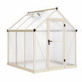 Aluminium-Gewächshaus Cremeweiß/Schwarz mit Polycarbonatplatten, 190 × 190 × 195 cm, Dachfenster und Drehtür