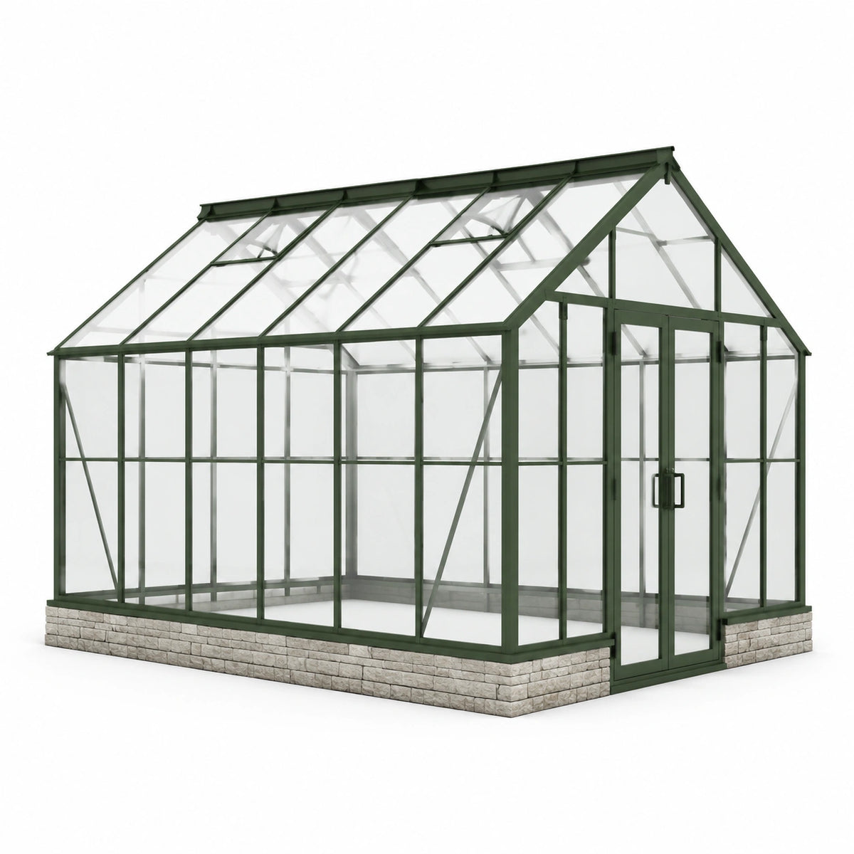 Freistehendes Aluminium-Glas-Gewächshaus in Grün/Transparent, 240 x 190 x 230 cm