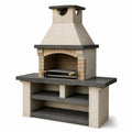 Gartenkamin mit Grillrost und Ablageflächen, 120 × 70 × 210 cm, Beige/Anthrazit