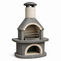 Gartengrillkamin aus Beton in Grau-Beige mit Edelstahlrosten, 120 × 80 × 210 cm
