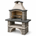 Naturstein-Grillkamin 120 × 70 × 210 cm in Grau, Beige, Schwarz und Braun mit höhenverstellbarem Edelstahlrost